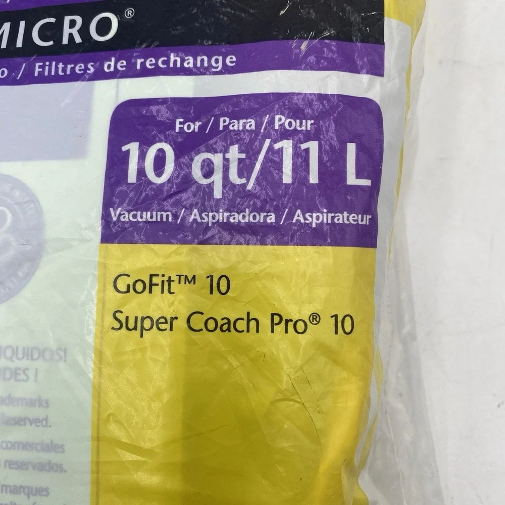 10 Pack Genuine ProTeam Super Coach Pro 10qt Micro‎ Filter Vacuum Bags 107313